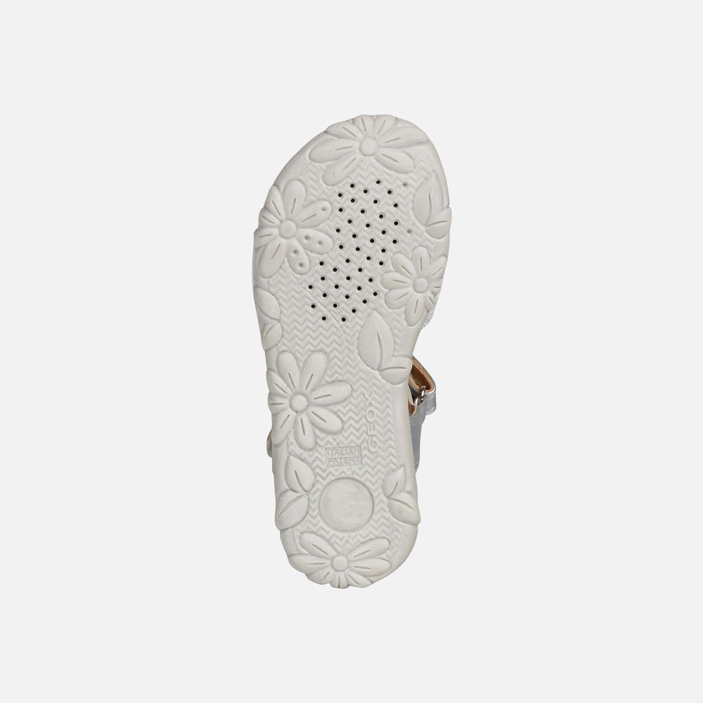 Geox Kiz Çocuk Sandalet Gümüş - Haiti - SHM-906327